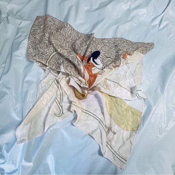 Vintage Art Nouveau Georges De Feure MMA Silk Scarf with Orange and tan Hues - Picture 8 of 8